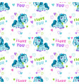 seamless pattern with cute cartoon blue pony vector image vector image