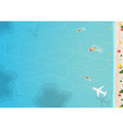 top view of beach and sea with umbrella vector image