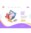 online shopping with banking isometric homepage vector image vector image