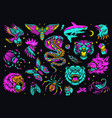 vintage colorful tattoos composition vector image vector image