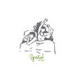 couple sleep bed woman bedroom night vector image