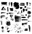 set or collection of black ink stains vector image