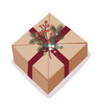 christmas box on white vector image vector image