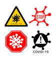 coronavirus 2019-ncov corona virus icons warning vector image