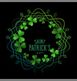 st patricks day green shamrock leaves frame vector image