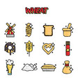 wheat flat cartoon icons vector image vector image