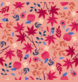 seamless pattern with autumn leaves berries vector image vector image