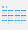 2019 year calendar horizontal design vector image