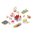 amusement park attractions flat isometric vector image