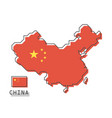 china map and flag modern simple line cartoon vector image