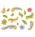decorative set of floral elements in baroque style vector image