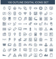 100 digital icons vector image vector image