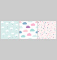 cute scandinavian pattern set with clouds vector image