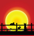 animal on sunset with grass and fence vector image