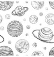 black and white seamless pattern with planets vector image