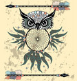 hand drawn dreamcatcher with an owl feathers vector image