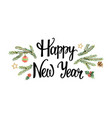 happy new year lettering with watercolor vector image
