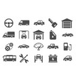 auto icons vehicle silhouettes and servicing vector image