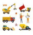 big set of construction equipment machinery vector image