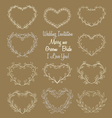 hand drawn wreaths in heart shape frame vector image