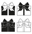 black and white gift box silhouette set vector image