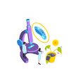 microscope biology school composition vector image