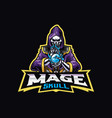 skeleton witch mascot logo design vector image