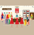 women shopping in a clothing store with dummies vector image
