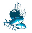 silhouette of fishing trawler vector image
