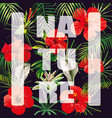slogan nature flowers leaves dark background vector image