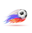 soccer ball with flame trail of russian flag vector image