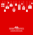 christmas greeting card with hanging gifts vector image vector image