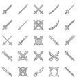 sword outline concept icons set crossed swords vector image