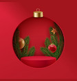christmas podium with fir trees vector image