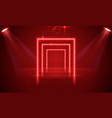 neon show light podium red background scene vector image vector image