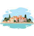 landscape a coastal town with small houses vector image