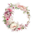 wreath with flowers leaves and branches vector image