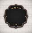 menu chalkboard with wooden frame on white brick vector image vector image