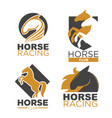 horse racing logotypes set with mustang vector image