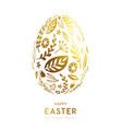 easter egg with gold floral ornament vector image