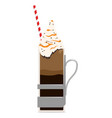 iced coffee with whipped cream and caramel vector image vector image