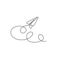 flying paper plane in continuous line drawing vector image