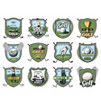 golf sport balls clubs and golfers trophy tee vector image vector image