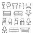 chair armchair sofa thin line icons set isolated vector image vector image