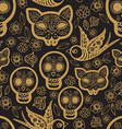gold seamless pattern day of the dead vector image