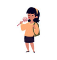 girl child eating a lollipop - happy kid vector image vector image