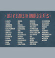 list of states of united states of america vector image vector image