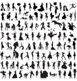 set of silhouettes women vector image