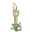 watercolor garden shovel with a bird vector image