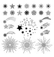 doodle sketch night star set vector image